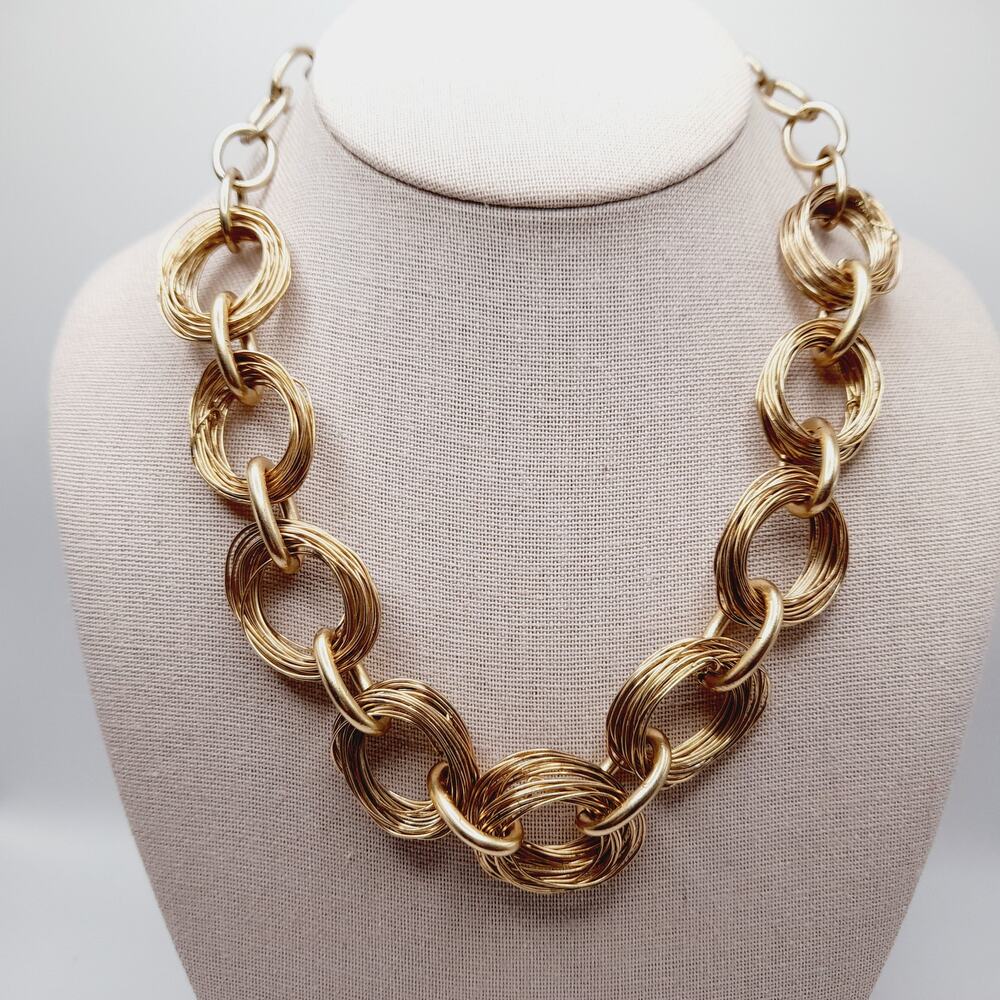 Sigrid Olsen Gold Tone Necklace Chunky Wire Wrap Link 19 Inch